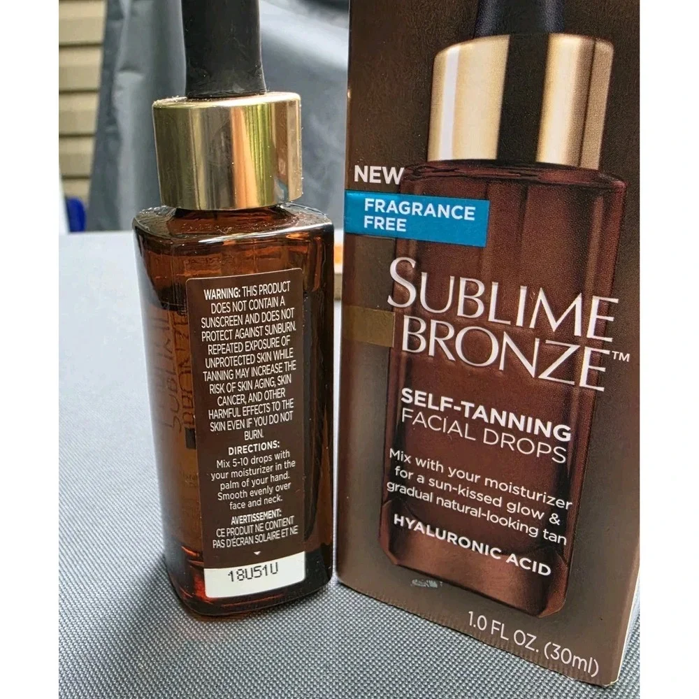 L'Oreal Sublime Bronze Self Tanning Facial Drops 1oz Fragrance Free Batch 18U51U